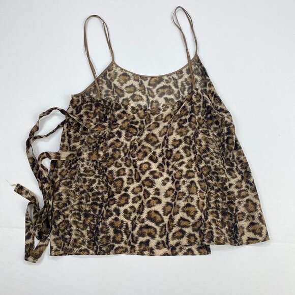 Leopard Print Silk Tank Top Size S Helmut Lang Spaghetti Strap Wrap Tie - Picture 11 of 12